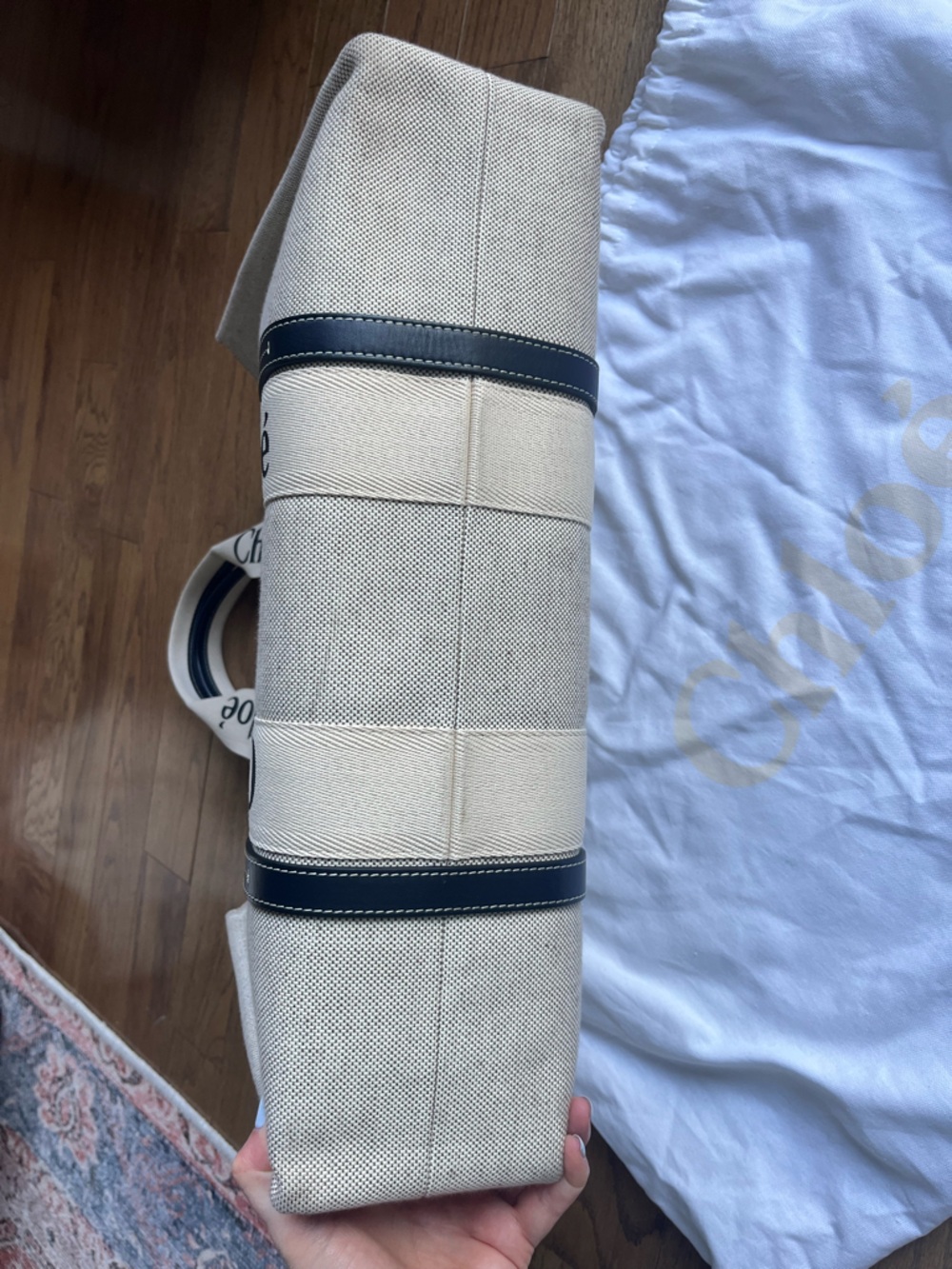Chloe Large Woody Tote Bag - Linen - Picture 3 of 7